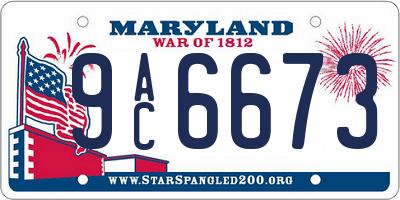 MD license plate 9AC6673
