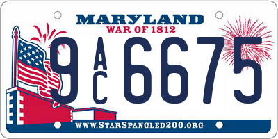 MD license plate 9AC6675