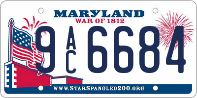 MD license plate 9AC6684
