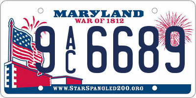 MD license plate 9AC6689