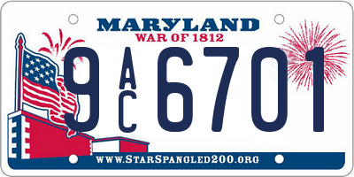 MD license plate 9AC6701