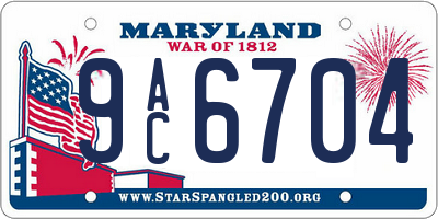 MD license plate 9AC6704