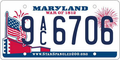 MD license plate 9AC6706