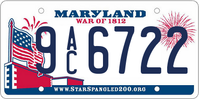 MD license plate 9AC6722