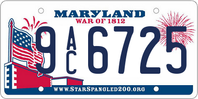 MD license plate 9AC6725