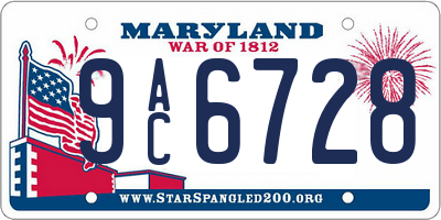 MD license plate 9AC6728