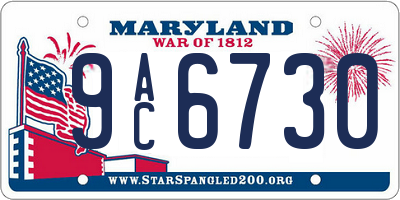 MD license plate 9AC6730