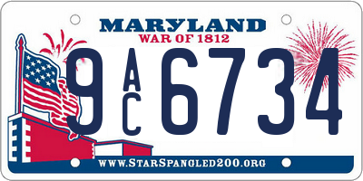MD license plate 9AC6734