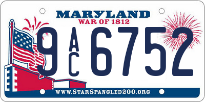 MD license plate 9AC6752