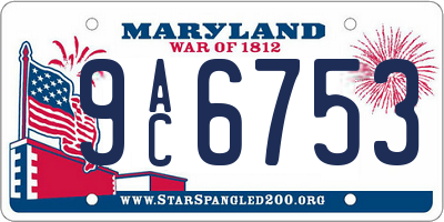 MD license plate 9AC6753