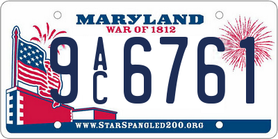 MD license plate 9AC6761