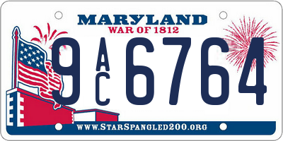 MD license plate 9AC6764