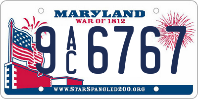 MD license plate 9AC6767