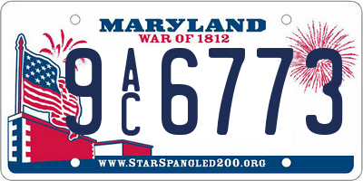 MD license plate 9AC6773
