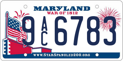 MD license plate 9AC6783