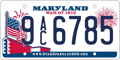 MD license plate 9AC6785