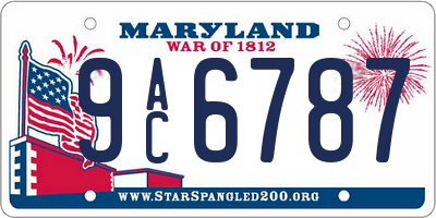 MD license plate 9AC6787