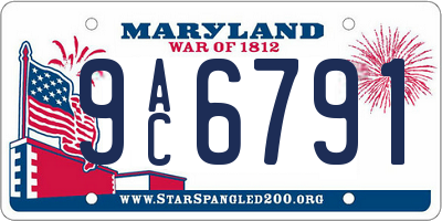 MD license plate 9AC6791