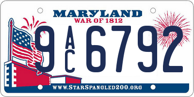 MD license plate 9AC6792