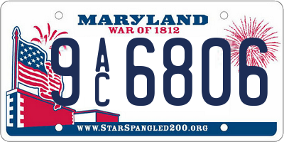 MD license plate 9AC6806