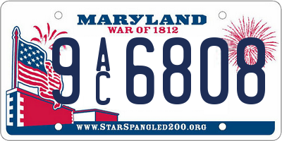 MD license plate 9AC6808