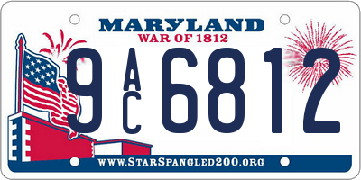 MD license plate 9AC6812