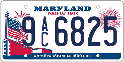MD license plate 9AC6825