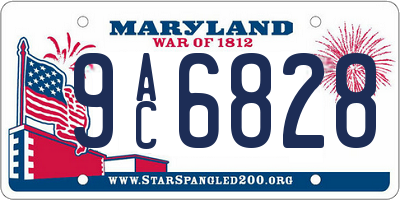 MD license plate 9AC6828