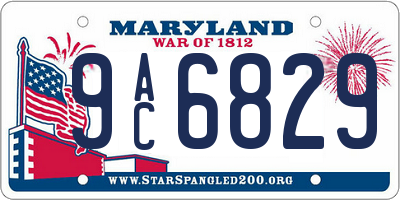 MD license plate 9AC6829