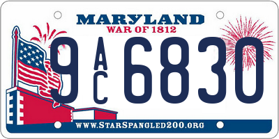 MD license plate 9AC6830
