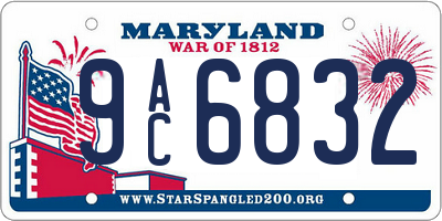 MD license plate 9AC6832