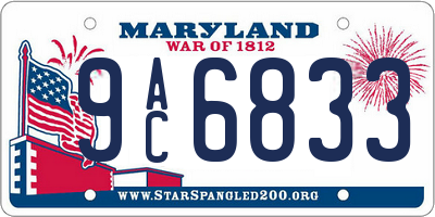 MD license plate 9AC6833