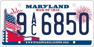 MD license plate 9AC6850
