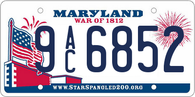 MD license plate 9AC6852