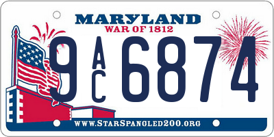 MD license plate 9AC6874