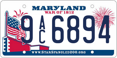 MD license plate 9AC6894
