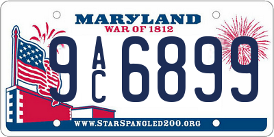 MD license plate 9AC6899