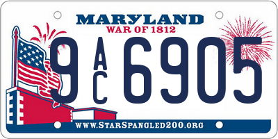 MD license plate 9AC6905