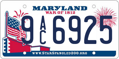 MD license plate 9AC6925