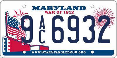 MD license plate 9AC6932