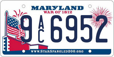 MD license plate 9AC6952
