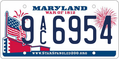 MD license plate 9AC6954