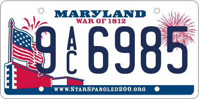 MD license plate 9AC6985