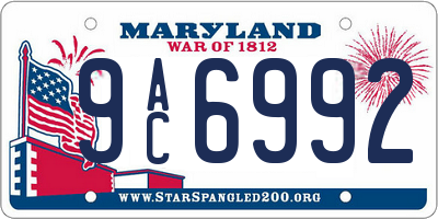 MD license plate 9AC6992