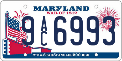 MD license plate 9AC6993