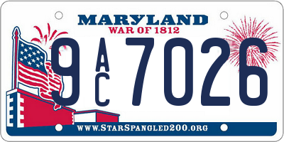 MD license plate 9AC7026