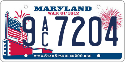 MD license plate 9AC7204