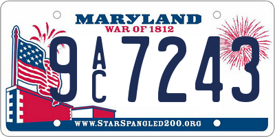 MD license plate 9AC7243