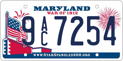 MD license plate 9AC7254