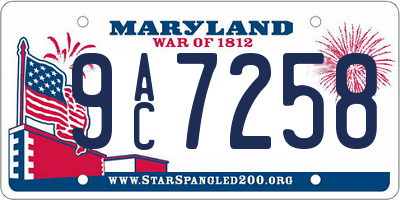 MD license plate 9AC7258